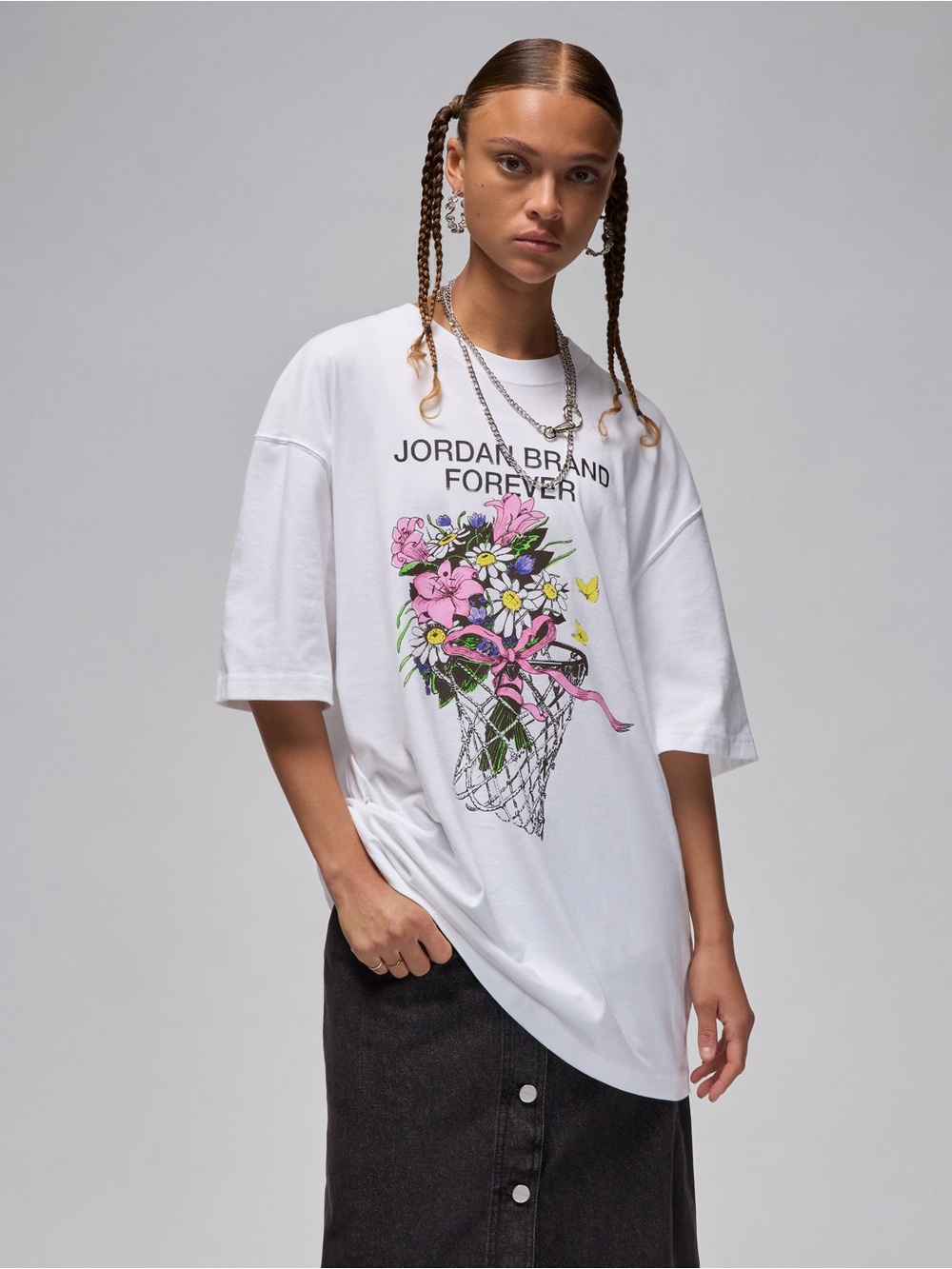 Jordan White Floral Graphic Short Sleeve Tee